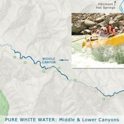 Map showing Pure Heli White Water Trip on Kicking Horse River