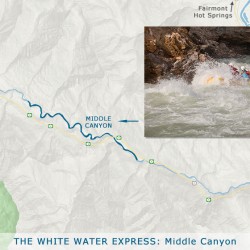 Map showing White Water Express Trip on Kicking Horse River
