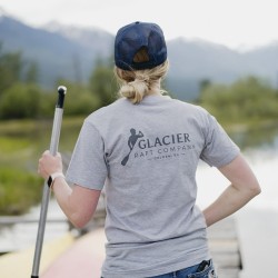 girl wearing glacier raft company golden bc tshirt