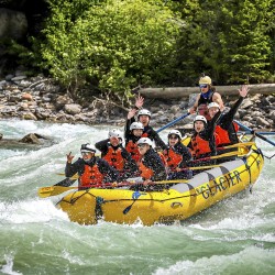 friends rafting in golden bc on kicking horse river