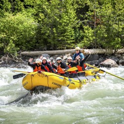 a family going kicking horse river rafting