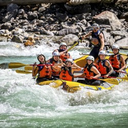 bachelorette party rafting on kicking horse river in golden