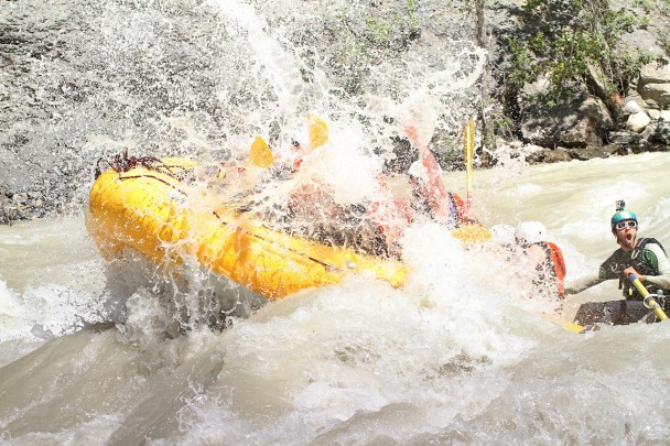 A stag party rafting in Golden BC