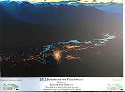 Business of the Year Award for Glacier Raft Company in Golden BC