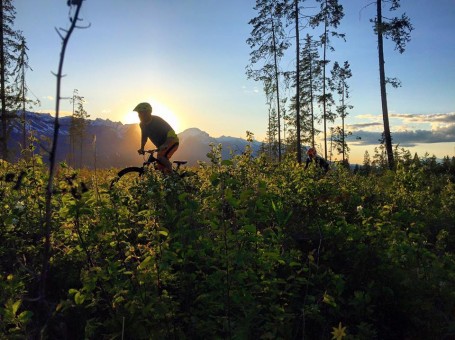 Mountain Biking in Golden British Columbia at sunset