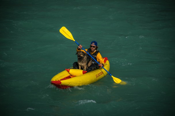 Paddling with a dog in Golden B.C.