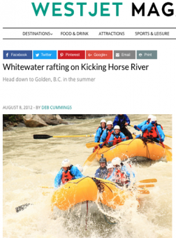 Whitewater Rafting with Glacier Raft Company in Golden BC in WestJet Magazine