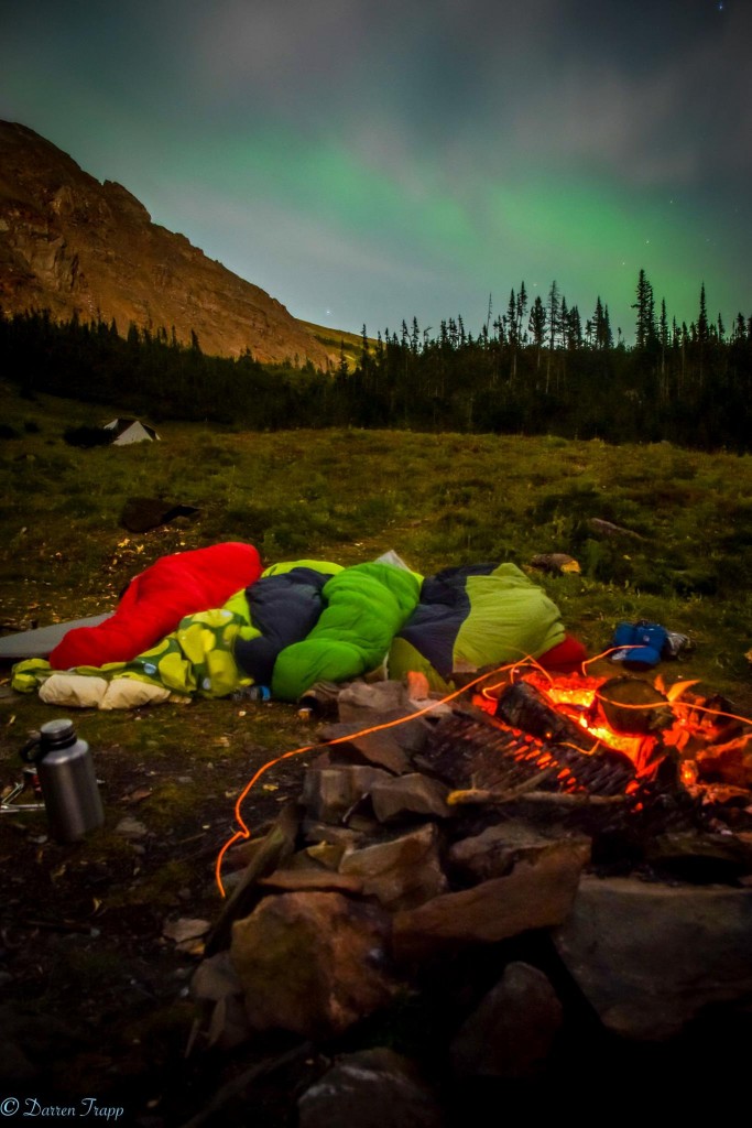 The Glacier crew sleeping under the stars (and Northern Lights!) out at Gorman Lake.