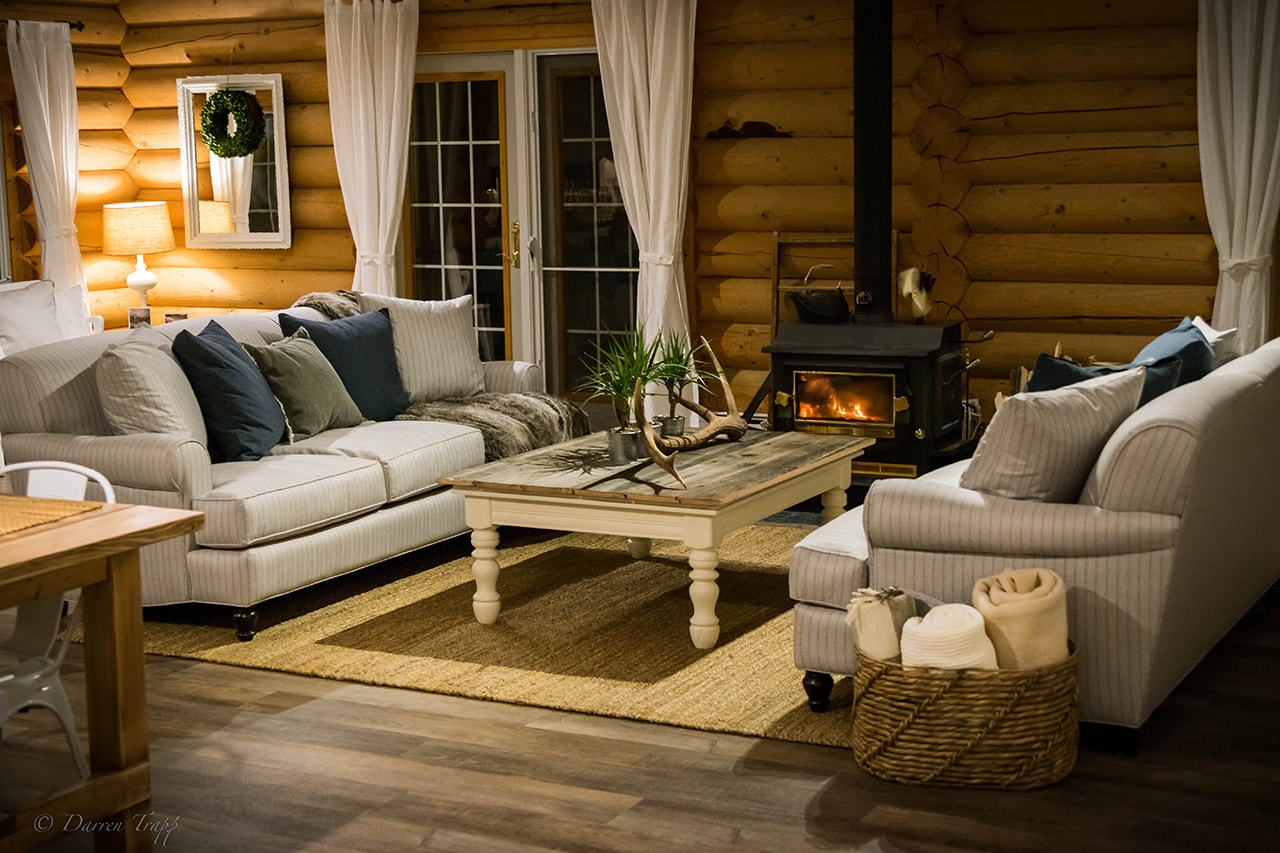 Relax by the fireplace at Whitewater Lodge B&B
