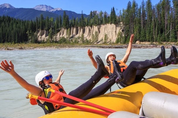 Swimming in the Kicking Horse River with Glacier Raft Company