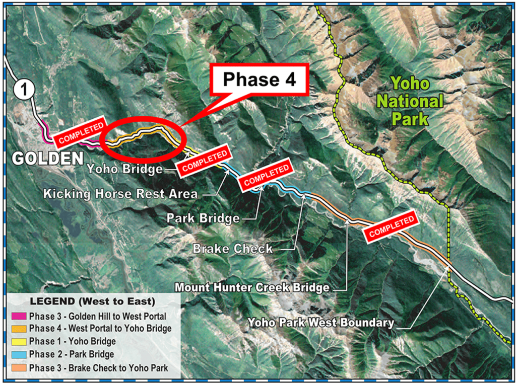 Kicking Horse Canyon Phase 4 Golden BC Map