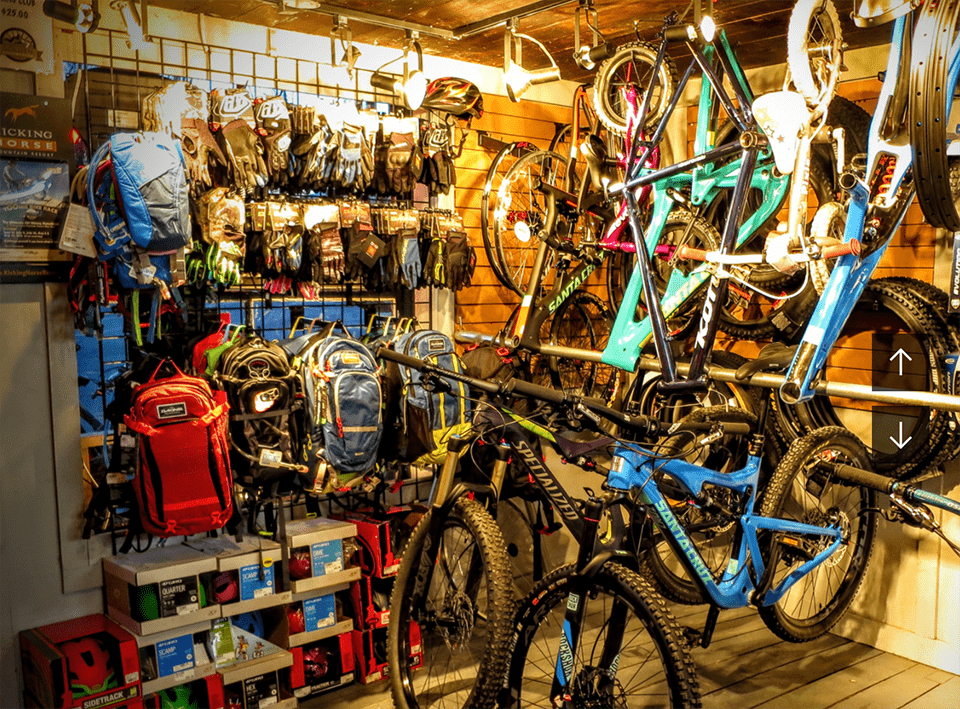Biking gear at Derailed in Golden, BC