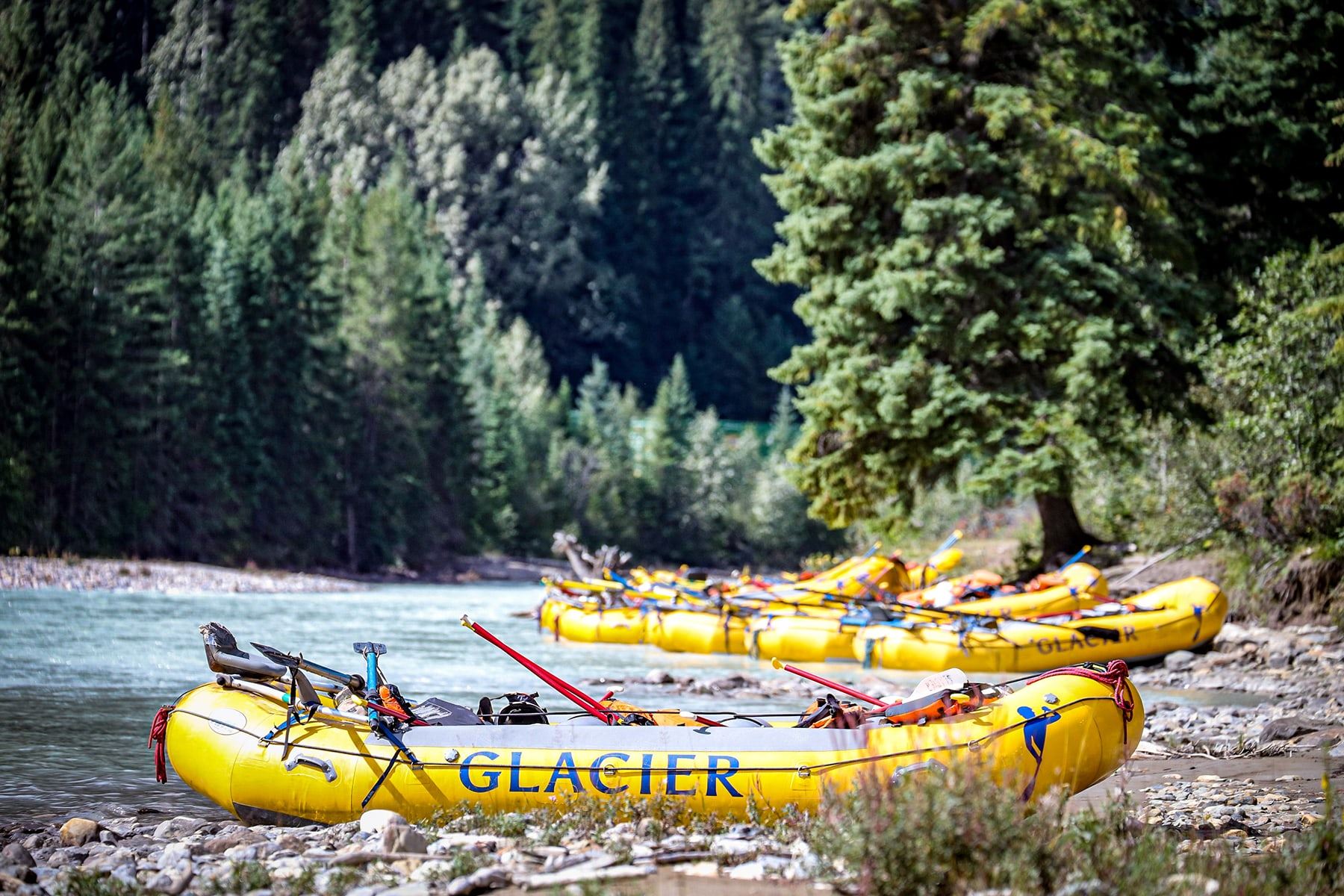 Rafts on Kicking Horse River