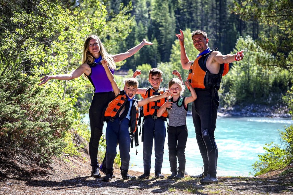 A family of 5 excited to be rafting the Kicking Horse River in Golden BC