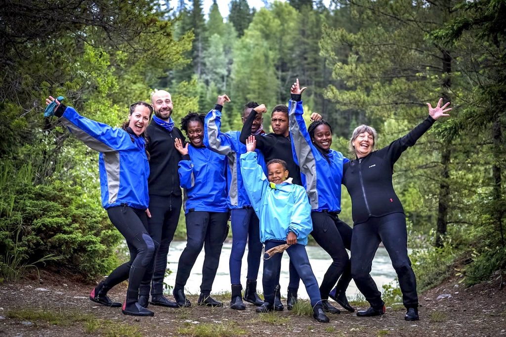 8 excited guests, happy to be rafting with Glacier Raft in Golden BC